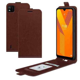 For Wiko Y62 R64 Texture Single Vertical Flip Leather Protective Case with Card Slots & Photo Frame(Brown)