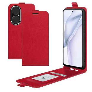 For Huawei P50 R64 Texture Single Vertical Flip Leather Protective Case with Card Slots & Photo Frame(Red)