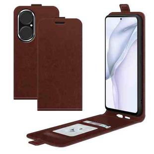 For Huawei P50 R64 Texture Single Vertical Flip Leather Protective Case with Card Slots & Photo Frame(Brown)