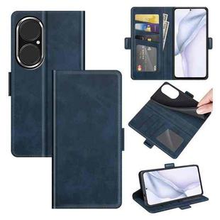 For Huawei P50 Dual-side Magnetic Buckle Horizontal Flip Leather Case with Holder & Card Slots & Wallet(Dark Blue)