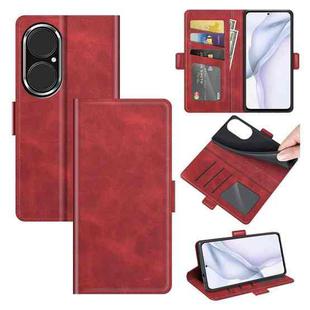For Huawei P50 Dual-side Magnetic Buckle Horizontal Flip Leather Case with Holder & Card Slots & Wallet(Red)