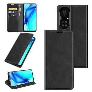 For Huawei P50 Pro Retro-skin Business Magnetic Suction Leather Case with Holder & Card Slots & Wallet(Black)