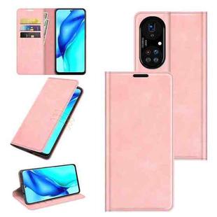 For Huawei P50 Pro Retro-skin Business Magnetic Suction Leather Case with Holder & Card Slots & Wallet(Pink)