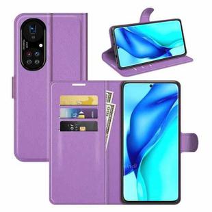 For Huawei P50 Pro Litchi Texture Horizontal Flip Protective Case with Holder & Card Slots & Wallet(Purple)