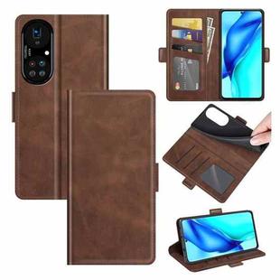 For Huawei P50 Pro Dual-side Magnetic Buckle Horizontal Flip Leather Case with Holder & Card Slots & Wallet(Brown)