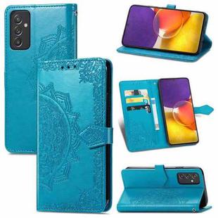 For Samsung Galaxy A82 5G Mandala Embossing Pattern Horizontal Flip Leather Case with Holder & Card Slots & Wallet & Lanyard(Blue)