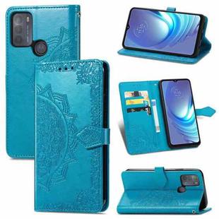 For Motorola Moto G50 Mandala Embossing Pattern Horizontal Flip Leather Case with Holder & Card Slots & Wallet & Lanyard(Blue)