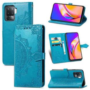 For OPPO  A94 4G / F19 Pro Mandala Embossing Pattern Horizontal Flip Leather Case with Holder & Card Slots & Wallet & Lanyard(Blue)