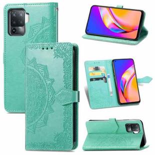 For OPPO  A94 4G / F19 Pro Mandala Embossing Pattern Horizontal Flip Leather Case with Holder & Card Slots & Wallet & Lanyard(Green)