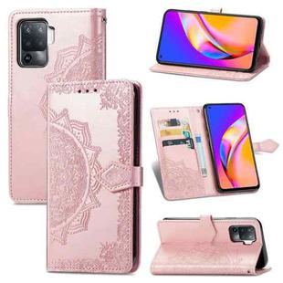 For OPPO A94 5G / F19 Pro+ / Reno5 Z Mandala Embossing Pattern Horizontal Flip Leather Case with Holder & Card Slots & Wallet & Lanyard(Rose Gold)