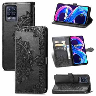 For OPPO Realme 8 5G / Realme V13 5G Mandala Embossing Pattern Horizontal Flip Leather Case with Holder & Card Slots & Wallet & Lanyard(Black)