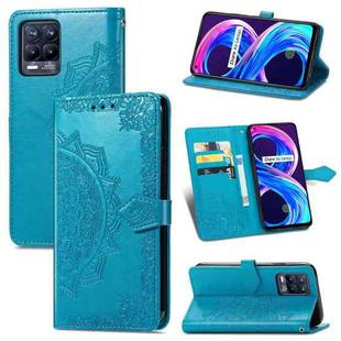 For OPPO Realme 8 5G / Realme V13 5G Mandala Embossing Pattern Horizontal Flip Leather Case with Holder & Card Slots & Wallet & Lanyard(Blue)