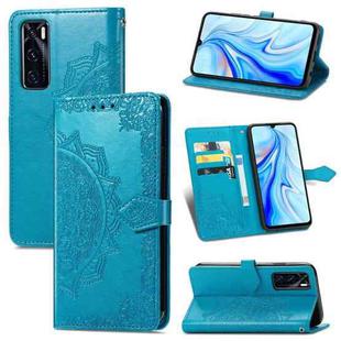 For vivo V20 SE Mandala Embossing Pattern Horizontal Flip Leather Case with Holder & Card Slots & Wallet & Lanyard(Blue)