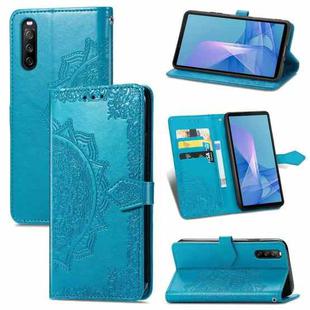 For Sony Xperia 1 III Mandala Embossing Pattern Horizontal Flip Leather Case with Holder & Card Slots & Wallet & Lanyard(Blue)