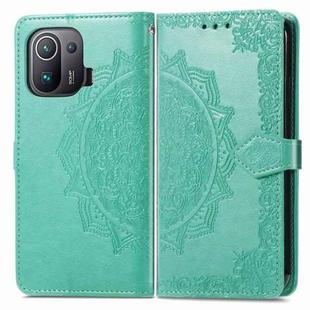 For Xiaomi Mi 11 Pro Mandala Embossing Pattern Horizontal Flip Leather Case with Holder & Card Slots & Wallet & Lanyard(Green)