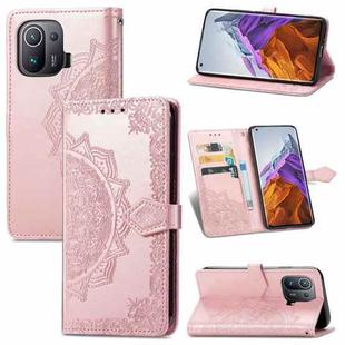 For Xiaomi Mi 11 Pro Mandala Embossing Pattern Horizontal Flip Leather Case with Holder & Card Slots & Wallet & Lanyard(Rose Gold)