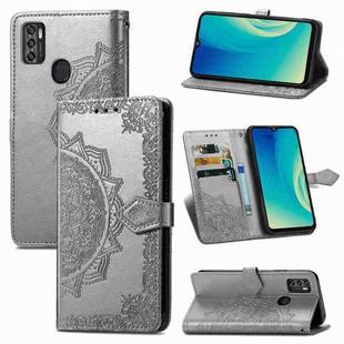 For ZTE A7S 2020 Mandala Embossing Pattern Horizontal Flip Leather Case with Holder & Card Slots & Wallet & Lanyard(Gray)