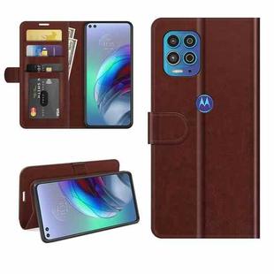 For Motorola Moto Edge S/G100 R64 Texture Single Horizontal Flip Protective Case with Holder & Card Slots & Wallet& Photo Frame(Brown)