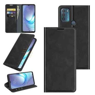 For Motorola Moto G50 Retro-skin Business Magnetic Suction Leather Case with Holder & Card Slots & Wallet(Black)