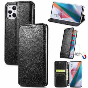 For OPPO Find X3 Pro / Find X3 Blooming Mandala Embossed Pattern Magnetic Horizontal Flip Leather Case with Holder & Card Slots & Wallet(Black)