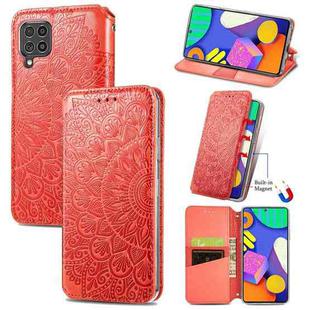 For Samsung Galaxy F62 Blooming Mandala Embossed Pattern Magnetic Horizontal Flip Leather Case with Holder & Card Slots & Wallet(Red)