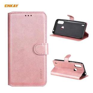 For Motorola Moto E7 Power ENKAY Hat-Prince Horizontal Flip PU Leather Case with Holder & Card Slots & Wallet(Pink)