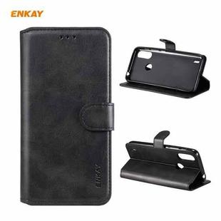 For Motorola Moto E7 Power ENKAY Hat-Prince Horizontal Flip PU Leather Case with Holder & Card Slots & Wallet(Black)
