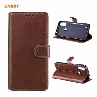 For Motorola Moto E7 Power ENKAY Hat-Prince Horizontal Flip PU Leather Case with Holder & Card Slots & Wallet(Brown)