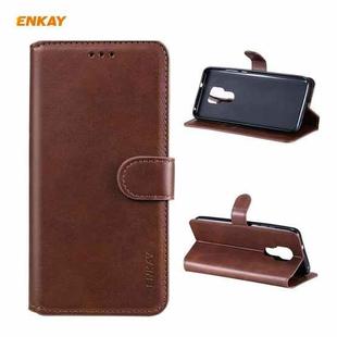 For Motorola Moto G Play 2021 ENKAY Hat-Prince Horizontal Flip PU Leather Case with Holder & Card Slots & Wallet(Brown)