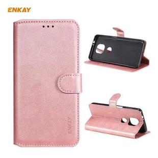 For Motorola Moto G Power 2021 ENKAY Hat-Prince Horizontal Flip PU Leather Case with Holder & Card Slots & Wallet(Pink)