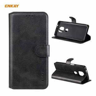 For Motorola Moto G Power 2021 ENKAY Hat-Prince Horizontal Flip PU Leather Case with Holder & Card Slots & Wallet(Black)