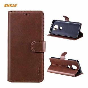 For Motorola Moto G Power 2021 ENKAY Hat-Prince Horizontal Flip PU Leather Case with Holder & Card Slots & Wallet(Brown)