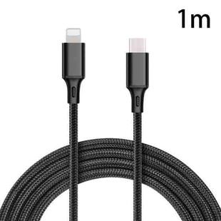 PD 18W USB-C / Type-C to 8 Pin Nylon Braided Data Cable is Suitable for iPhone Series / iPad Series, Length: 1 m(Black)