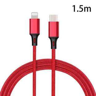 PD 18W USB-C / Type-C to 8 Pin Nylon Braided Data Cable is Suitable for iPhone Series / iPad Series, Length: 1.5 m(Red)