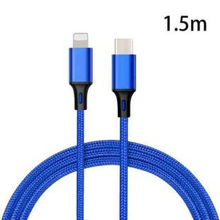 PD 18W USB-C / Type-C to 8 Pin Nylon Braided Data Cable is Suitable for iPhone Series / iPad Series, Length: 1.5 m(Blue)