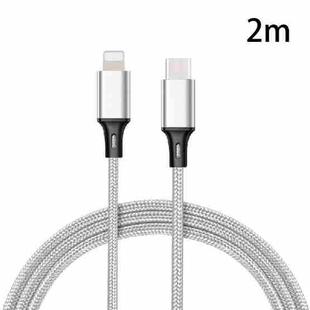 PD 18W USB-C / Type-C to 8 Pin Nylon Braided Data Cable is Suitable for iPhone Series / iPad Series, Length: 2m(Silver)