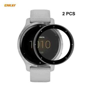 For Garmin Venu 2S / Vivoactive 4S 40mm 2 PCS ENKAY Hat-Prince 3D Full Screen Soft PC Edge + PMMA HD Screen Protector Film