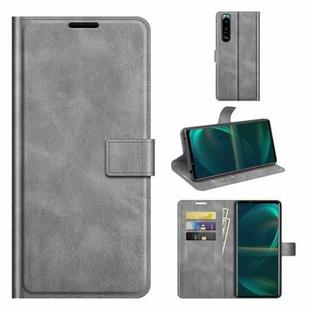 For Sony Xperia 5 III Retro Calf Pattern Buckle Horizontal Flip Leather Case with Holder & Card Slots & Wallet(Grey)