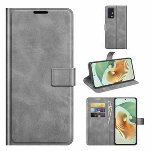 For ZTE Axon 30 Pro Retro Calf Pattern Buckle Horizontal Flip Leather Case with Holder & Card Slots & Wallet(Grey)