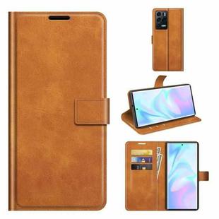 For ZTE Axon 30 Ultra Retro Calf Pattern Buckle Horizontal Flip Leather Case with Holder & Card Slots & Wallet(Yellow)