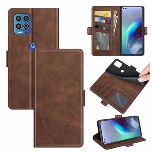 For Motorola Moto Edge S / G100 Dual-side Magnetic Buckle Horizontal Flip Leather Case with Holder & Card Slots & Wallet(Brown)