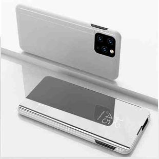 For Xiaomi Mi 11 Lite Plated Mirror Horizontal Flip Leather Case with Holder(Silver)