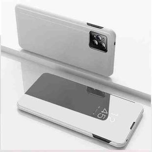 For OPPO Realme C20 Plated Mirror Horizontal Flip Leather Case with Holder(Silver)
