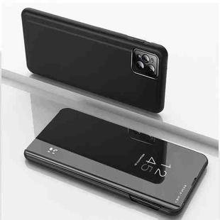 For OPPO A72 5G / A73 5G / A53 5G Global Version Plated Mirror Horizontal Flip Leather Case with Holder(Black)