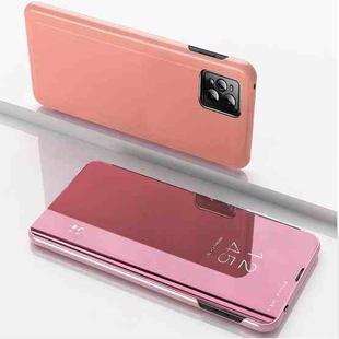 For OPPO A72 5G / A73 5G / A53 5G Global Version Plated Mirror Horizontal Flip Leather Case with Holder(Rose Gold)