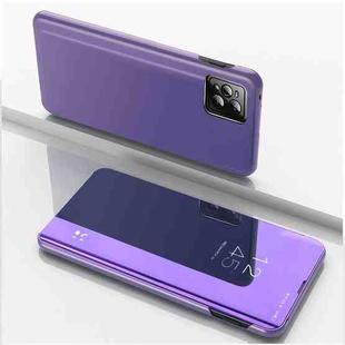 For OPPO A72 5G / A73 5G / A53 5G Global Version Plated Mirror Horizontal Flip Leather Case with Holder(Purple Blue)