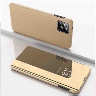 For OPPO A72 5G / A73 5G / A53 5G Global Version Plated Mirror Horizontal Flip Leather Case with Holder(Gold)
