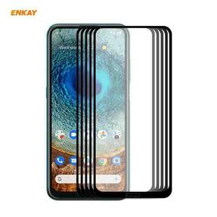 For Nokia X10 / X20 5 PCS ENKAY Hat-Prince Full Glue 0.26mm 9H 2.5D Tempered Glass Full Coverage Film