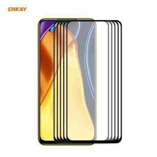 For Xiaomi Poco M3 Pro / Redmi Note 10 5G 5 PCS ENKAY Hat-Prince Full Glue 0.26mm 9H 2.5D Tempered Glass Full Coverage Film