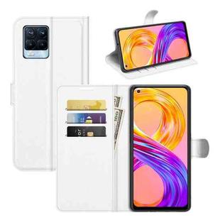 For OPPO Realme 8 / 8 Pro 4G Litchi Texture Horizontal Flip Protective Case with Holder & Card Slots & Wallet(White)